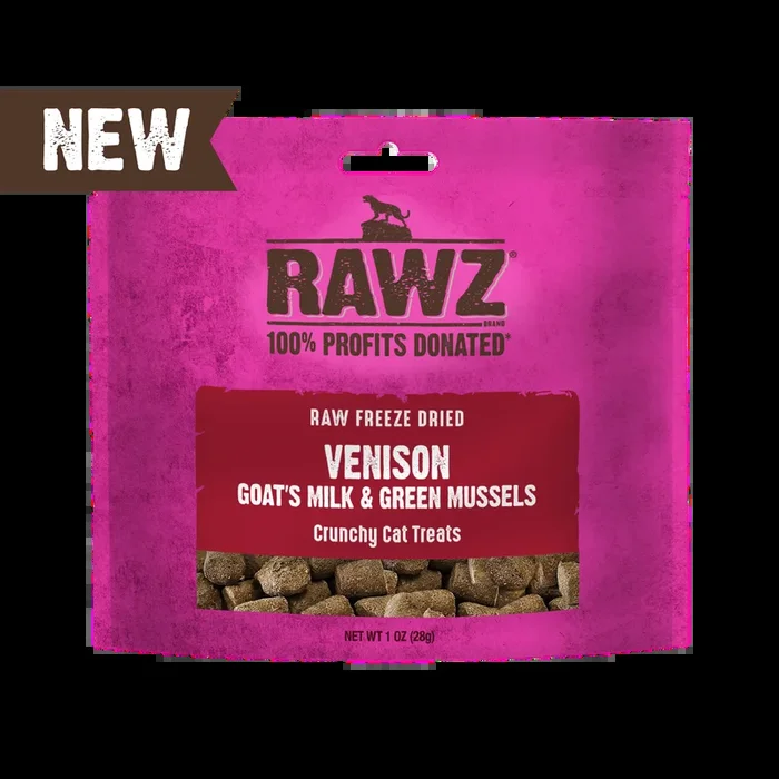 Rawz Raw Freeze Dried Venison, Goat’s Milk & Green Mussels Crunchy Cat Treats