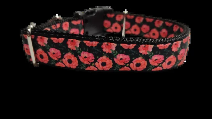 Red Poppy Flowers Nylon Dog Collar