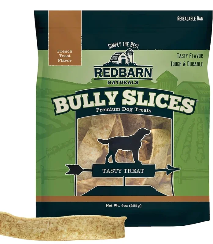 Redbarn All-Natural Rawhide Bully Slices – French Toast Flavor – Premium Grain-Free Beef Hide Treats High Protein Low Fat for Chewers – 9 oz Bag