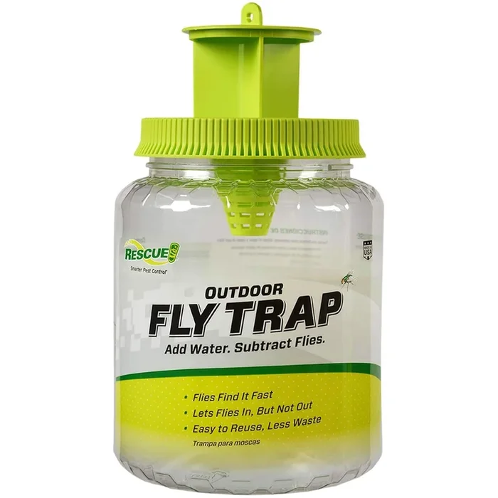 RESCUE! Outdoor Fly Trap & Refills – Reusable, Non-Toxic Fly Catcher for Outdoor Pest Control