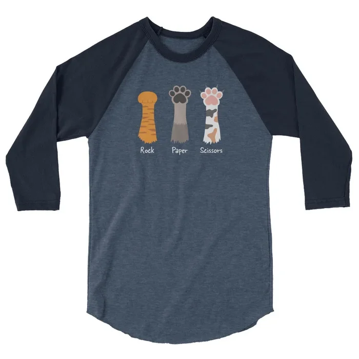 Rock Paper Scissors 3/4 Sleeve Baseball Tee