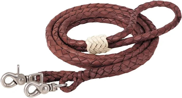 Round Braided Latigo Roper Rein, 3/8″ X 8′