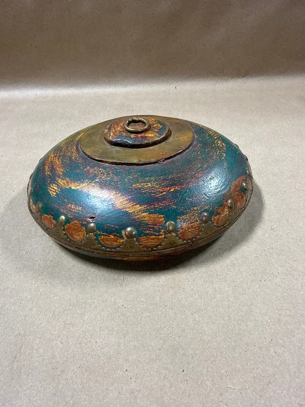 Round Wood And Brass Trinket Dish — Made In India