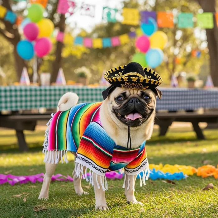 Rubie’s Pet Costume Mexican Serape and Hat Large Rainbow Poncho Sombrero Fun Outfit