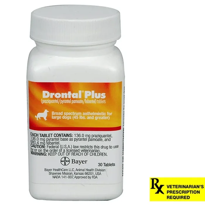 Rx Drontal Plus (praziquantel/pyrantel pamoate/febantel) Broad Spectrum Anthelmintic for Dogs