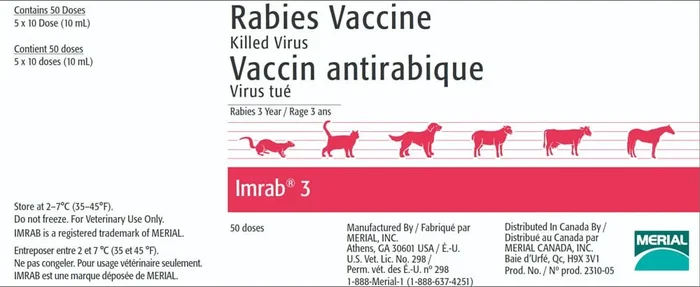 Rx Imrab 3 Rabies Vaccine, 5 x 10 Dose, No Tags