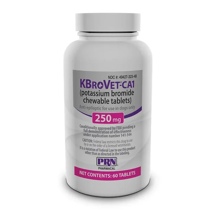 Rx KBroVet-CA1 (potassium bromide) Anti-Convulsant Chewable Tablets for Dogs with Seizures & Epilepsy