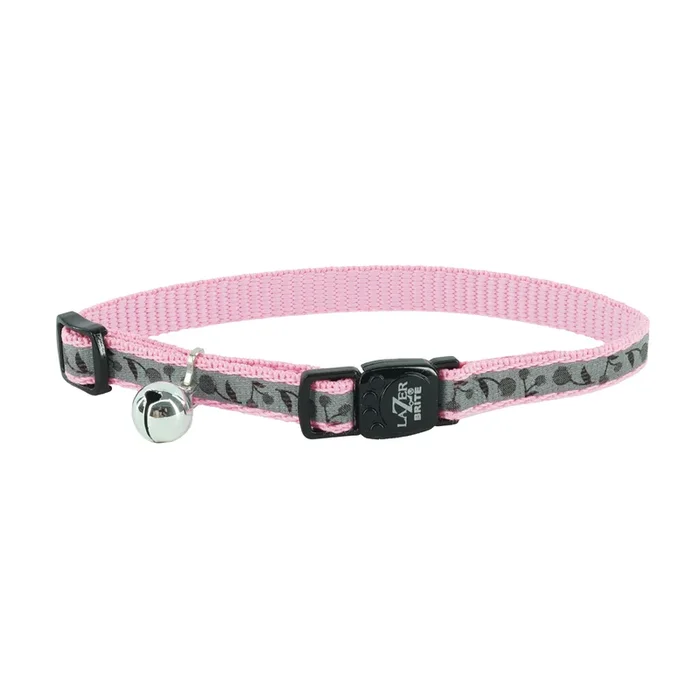 Safe Cat Reflective Snag-Proof Adjustable 3/8″ Breakaway Collar-Pink Cherry Blossom