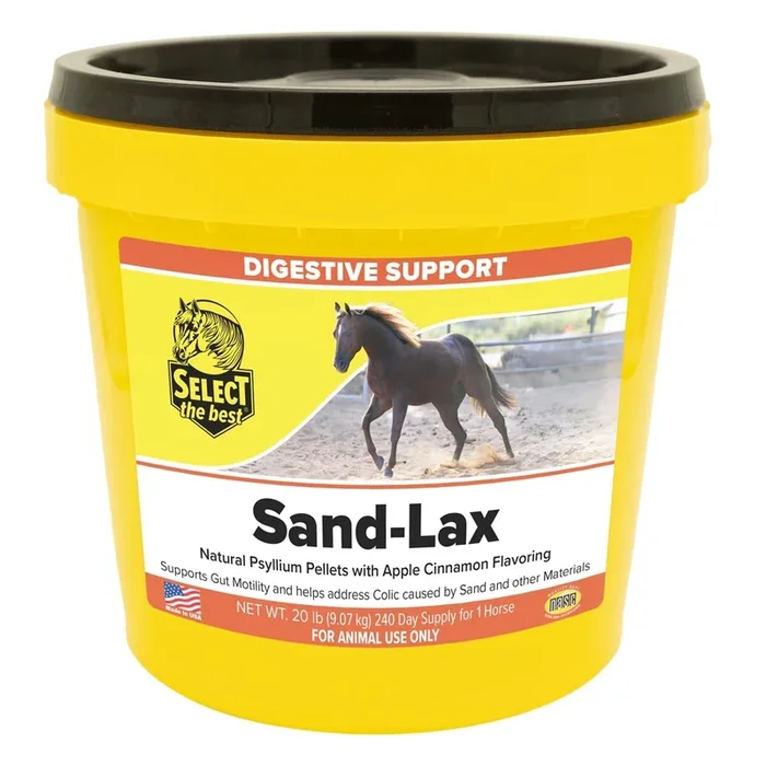 Sand-Lax 100% Psyllium Pellets – Horse Digestive Supplement for Gut Health & Sand Colic Prevention, Apple Molasses Flavor