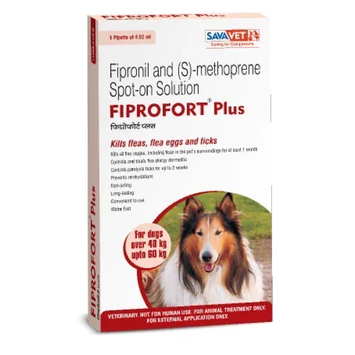 Savavet Fiprofort Plus (Fipronil) Tick & Flea Control Spot On for (40 to 60kg) Dogs