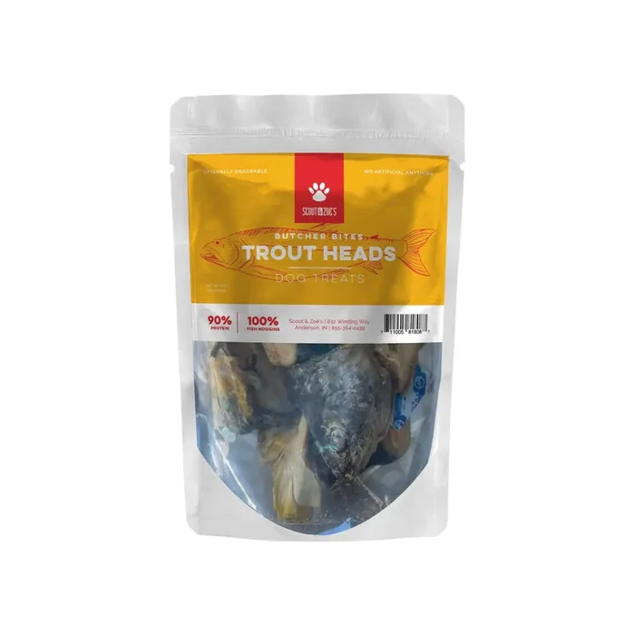 Scout & Zoe’s Butcher’s Bites Trout Heads for Dogs & Cats