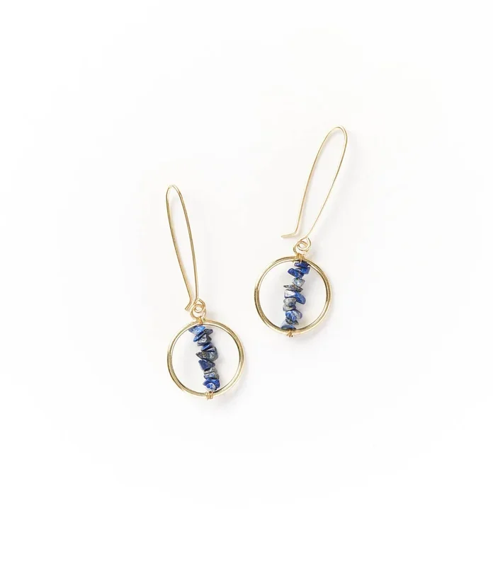 Shamani Semi-Precious Sodalite Earrings – Drop Hoop