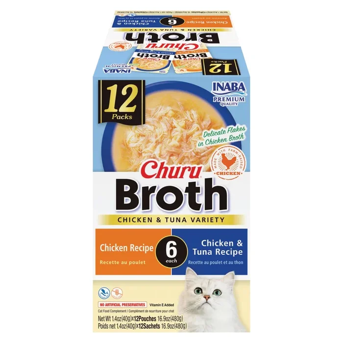 Side Dish Cat Treat – CHURU Broth – Chicken & Tuna Variety