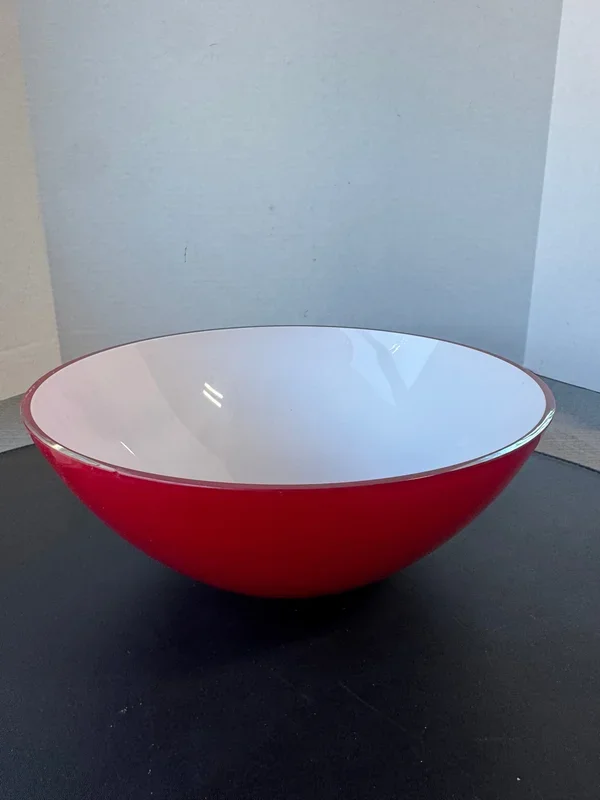 Signed Peter Svarrer for Holmegaard Red Glass Cocoon Bowl