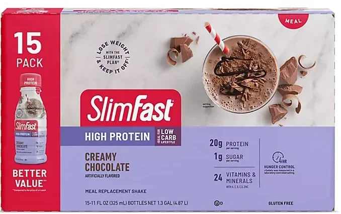 SlimFast Advanced Creamy Chocolate High Protein Ready to Drink Meal Replacement Shakes (11 fl. oz., 15 pk.)