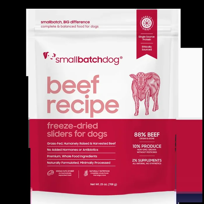 smallbatch Freeze Dried Dog Food Sliders – Beef – 25oz Bag