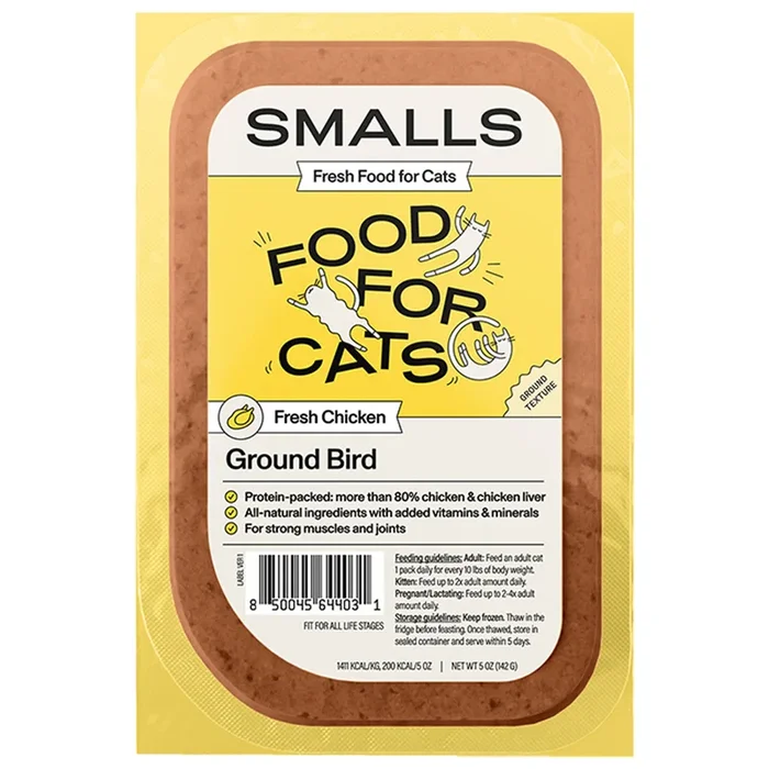 Smalls Ground Bird – Chicken Recipe, Frozen Gently Cooked Cat Food