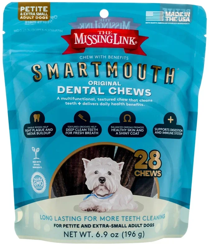 Smartmouth 7-in-1 Dental Chews for Dogs – Plaque Control, Fresh Breath, Glucosamine & Omega Support, Natural, Non-GMO