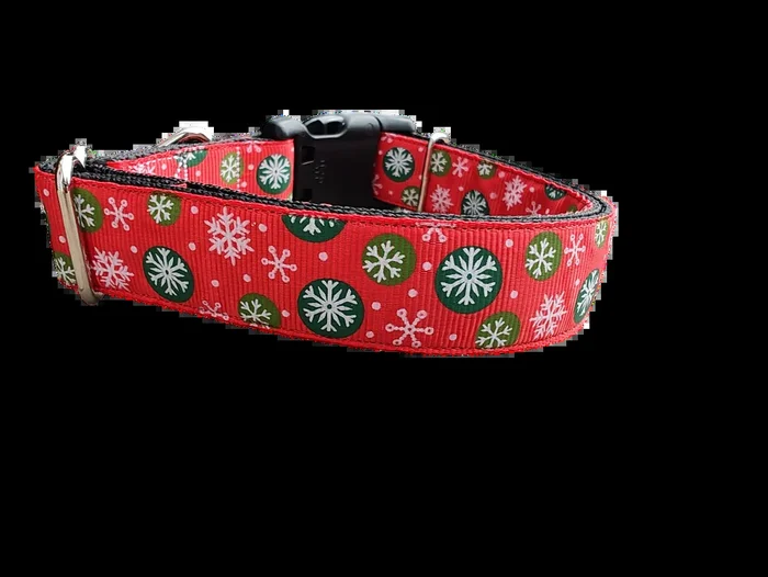 Snowflake Polka Dots Nylon Dog Collar