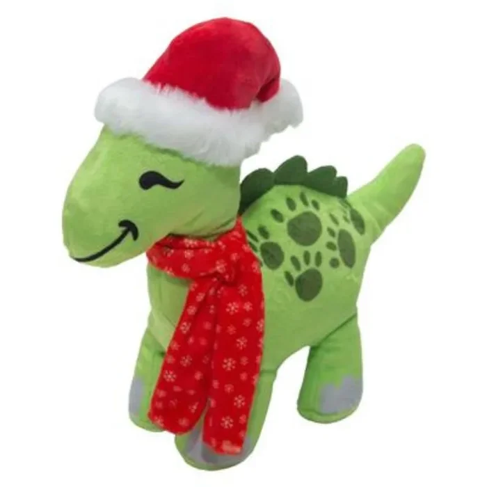 Snugarooz Brontosaurus with Santa Hat Dog Toy