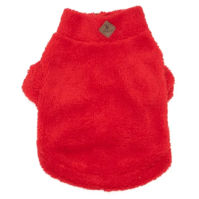 Solid Fleece Quarter Zip Pullover – Red