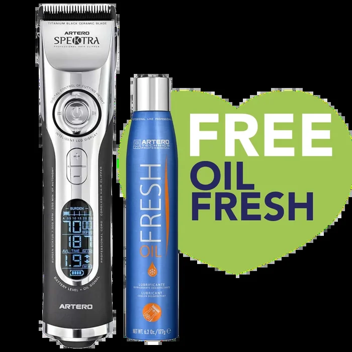 Spektra Cordless Digital Clipper with Free Oil Fresh by Artero