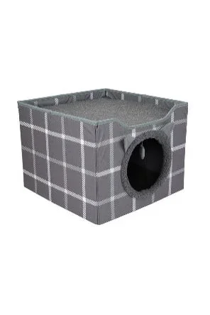 Sportpet Kitty City Grey Indoor Folding Cat Cube with Bed