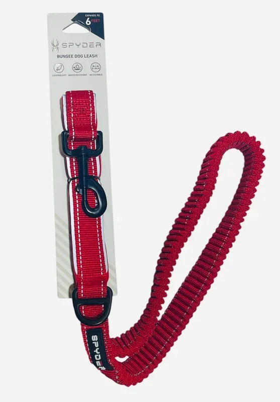spyder bungee dog leash 6 feet red – gray