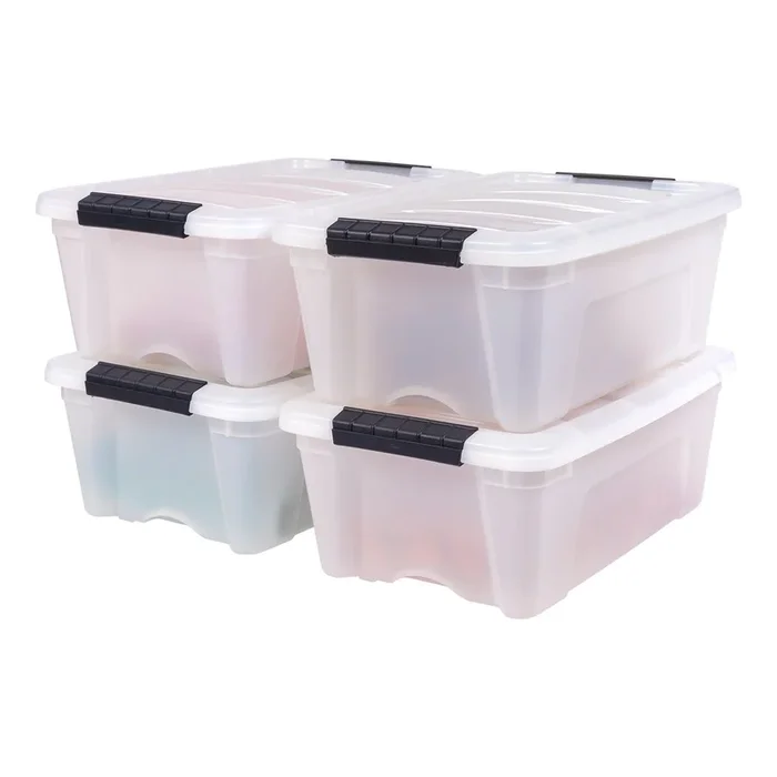 Stack & Pull® Storage Box – 12 QT, 4 Pack, Pearl
