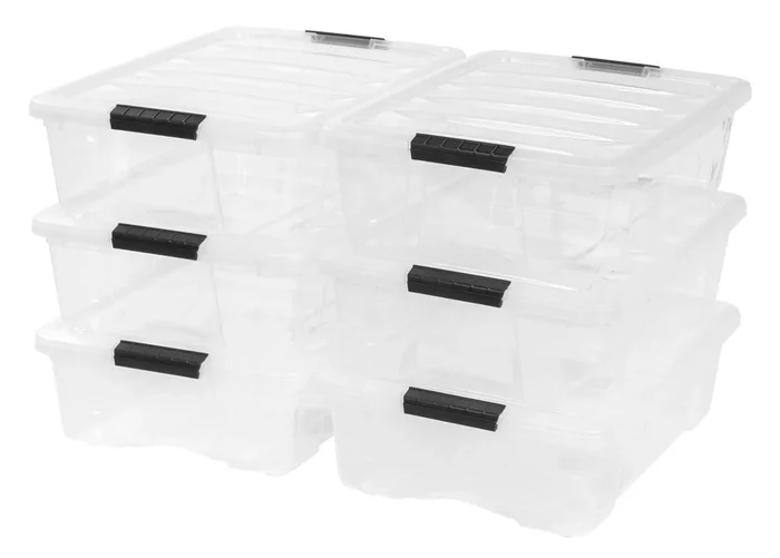 Stack & Pull® Storage Box – 26 QT, 6 Pack, Clear
