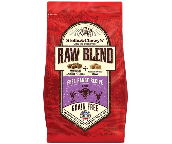 Stella & Chewy’s – Raw Blend – All Breeds, Adult Dog Free Range, Lamb, Goat, and Elk Kibble Recipe Dry Dog Food