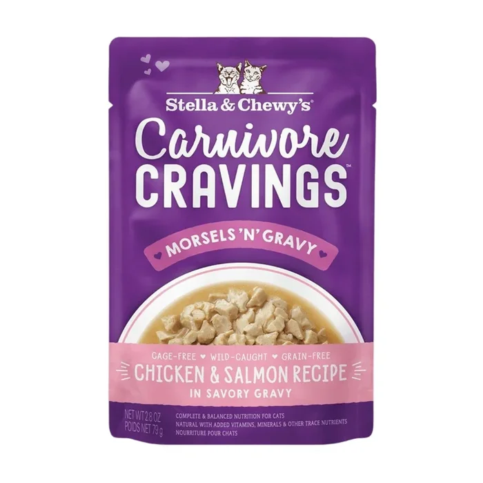 Stella & Chewy’s Carnivore Cravings Morsels’N’Gravy Wet Cat Food – Chicken & Salmon – 2.8oz Pouch