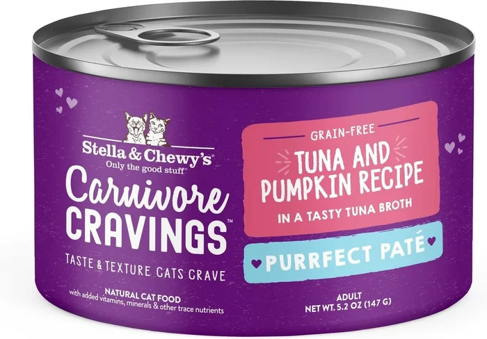 Stella & Chewy’s Carnivore Cravings Purrfect Pate Tuna & Pumpkin Pate Recipe in Broth Wet Cat Food