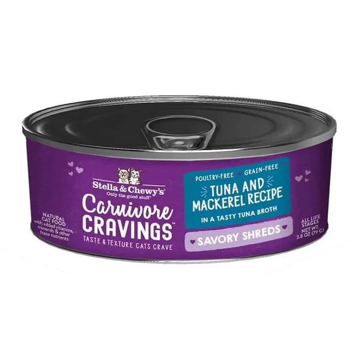 Stella & Chewy’s Cat Carnivore Cravings Shredded Tuna & Mackerel 2.8oz