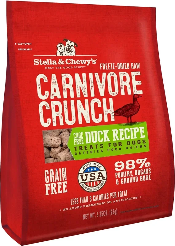 STELLA & CHEWY’S Duck Recipe Carnivore Crunch Dog & Cat Treats 3.25 oz.