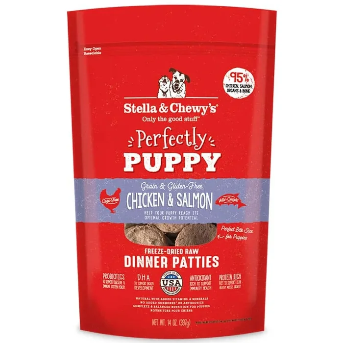 Stella & Chewy’s Perfectly Puppy Chicken & Salmon Freeze-Dried Raw Dinner Patties 14-oz, Dog Food