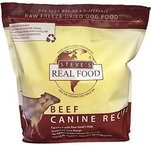 Steve’s Real Food Freeze-Dried Beef Recipe Dog Food, 20-oz Bag