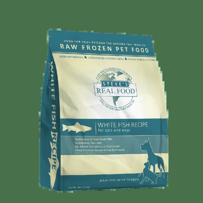 Steve’s Real Food Frozen Raw Dog Food White Fish Diet for Dogs and Cats