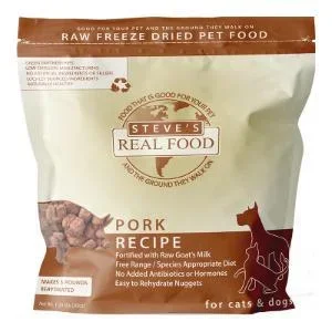 Steves Real Food Freeze Dried Pork Recipe Dog/Cat 1.25lb
