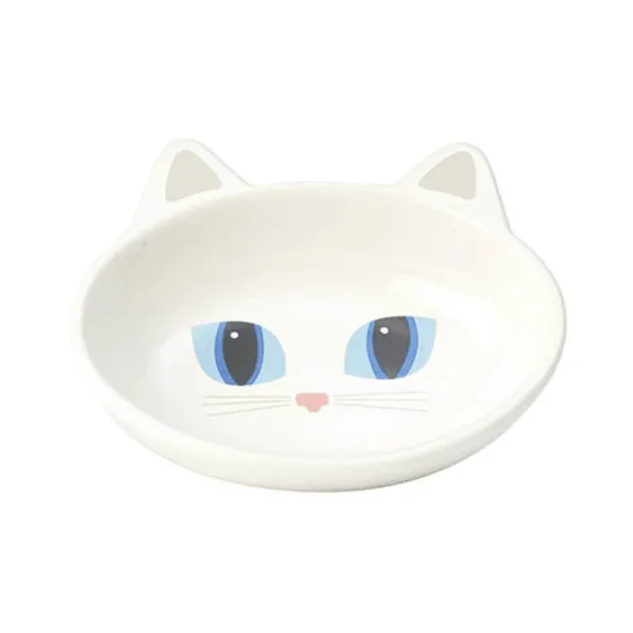 Stoneware Pet Bowl – “Frisky Kitty” – 5.5 Oval, 5.3 oz (Dishwasher Safe)