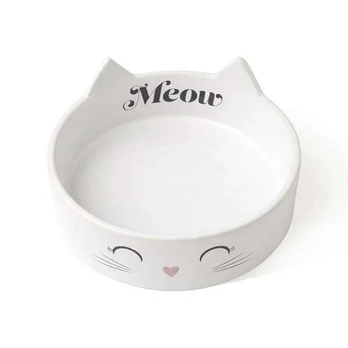 Stoneware Pet Bowl – Meow Kitty 5″ Shallow Bowl (Dishwasher Safe)