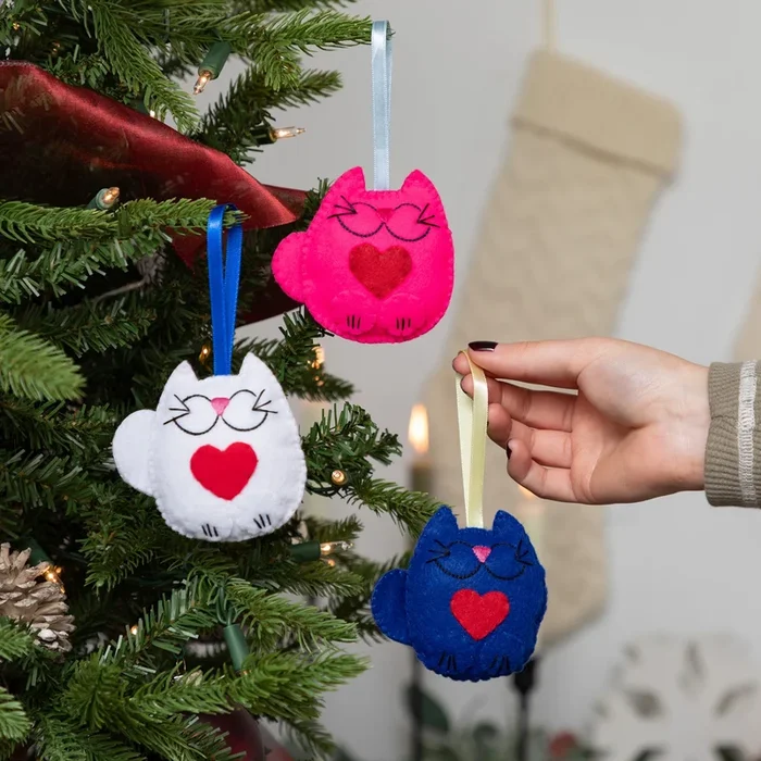 Stuffed Cat Ornaments – Set of 3