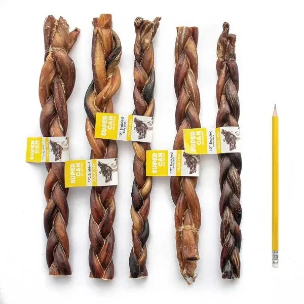 Supercan 12″ Braided Bully Sticks