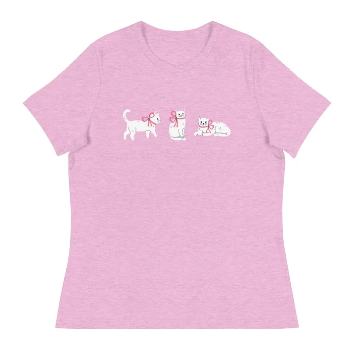 Sweet Cat With Pink Bow Women’s Relaxed T-Shirt