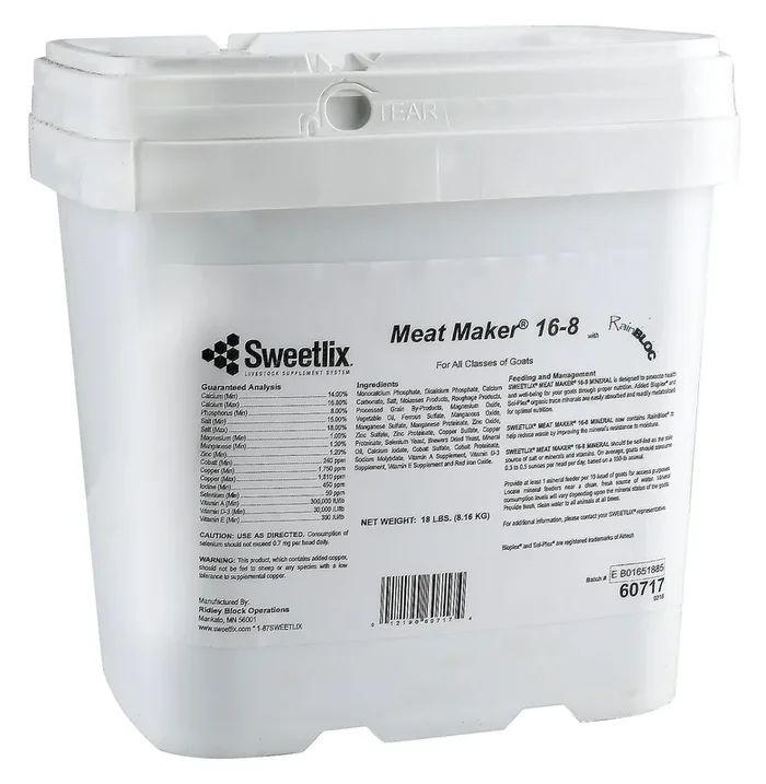SWEETLIX Meat Maker Goat 16-8 with RainBloc, 18 lb Tub