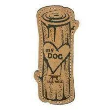 Tall Tails Leather & Wool Love My Dog Log Toy 9″