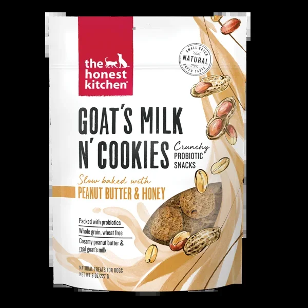 The Honest Kitchen Goat’s Milk N’ Cookies Peanut Butter & Honey Dog Treats, 8-oz