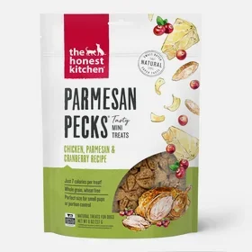 The Honest Kitchen Parmesan Pecks: Chicken & Cranberry, Dog Treat, 8-oz Bag