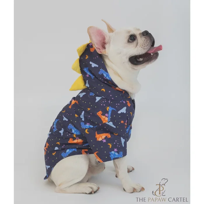 The Papaw Cartel Space Dino With Spike Hoodie Shirt for Dogs (Blue)