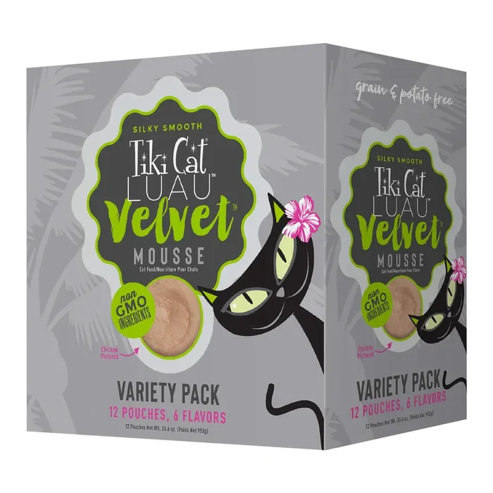 Tiki Cat Luau Velvet Mousse Wet Cat Food, Variety Pack, 2.8 oz Pouch, 12 ct